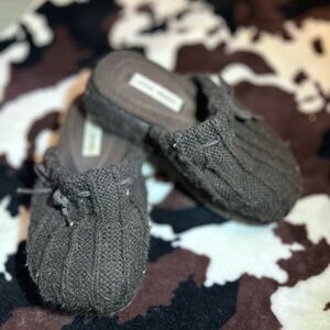 Brown Knit Slip-On Shoes